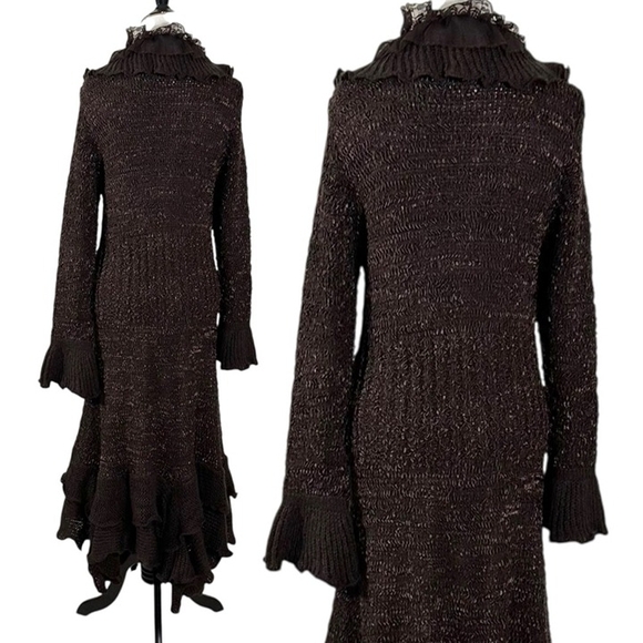 Pretty Angel Chocolate Ruffled Long Sleeve Dress - Picture 3 of 5